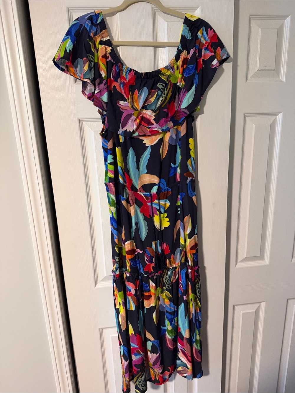 La Blanca Navy Maxi Dress with Multicolor Floral Print
